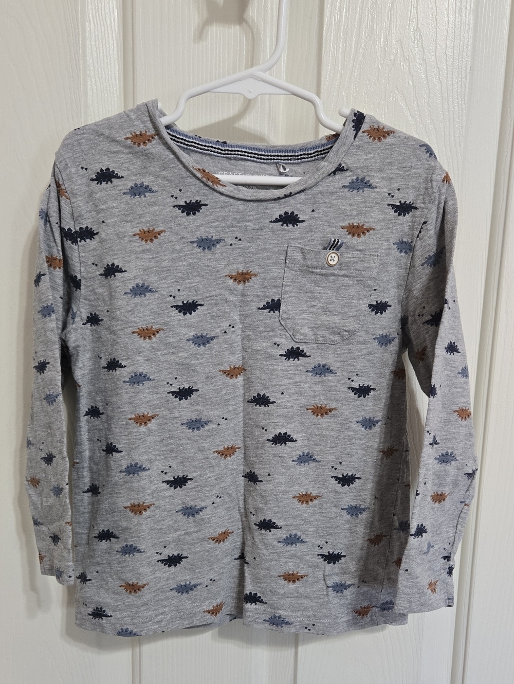 Craft + flow grey long sleeve dinosaur shirt